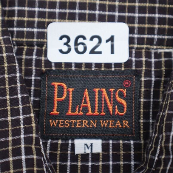 Plains Western Shirt Mens M Blue Plaid Pearl Snap Wear Button Up Cowboy - Picture 2 of 13